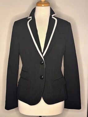 QMack Contrast Trim Blazer in Black & White Size Small Like New